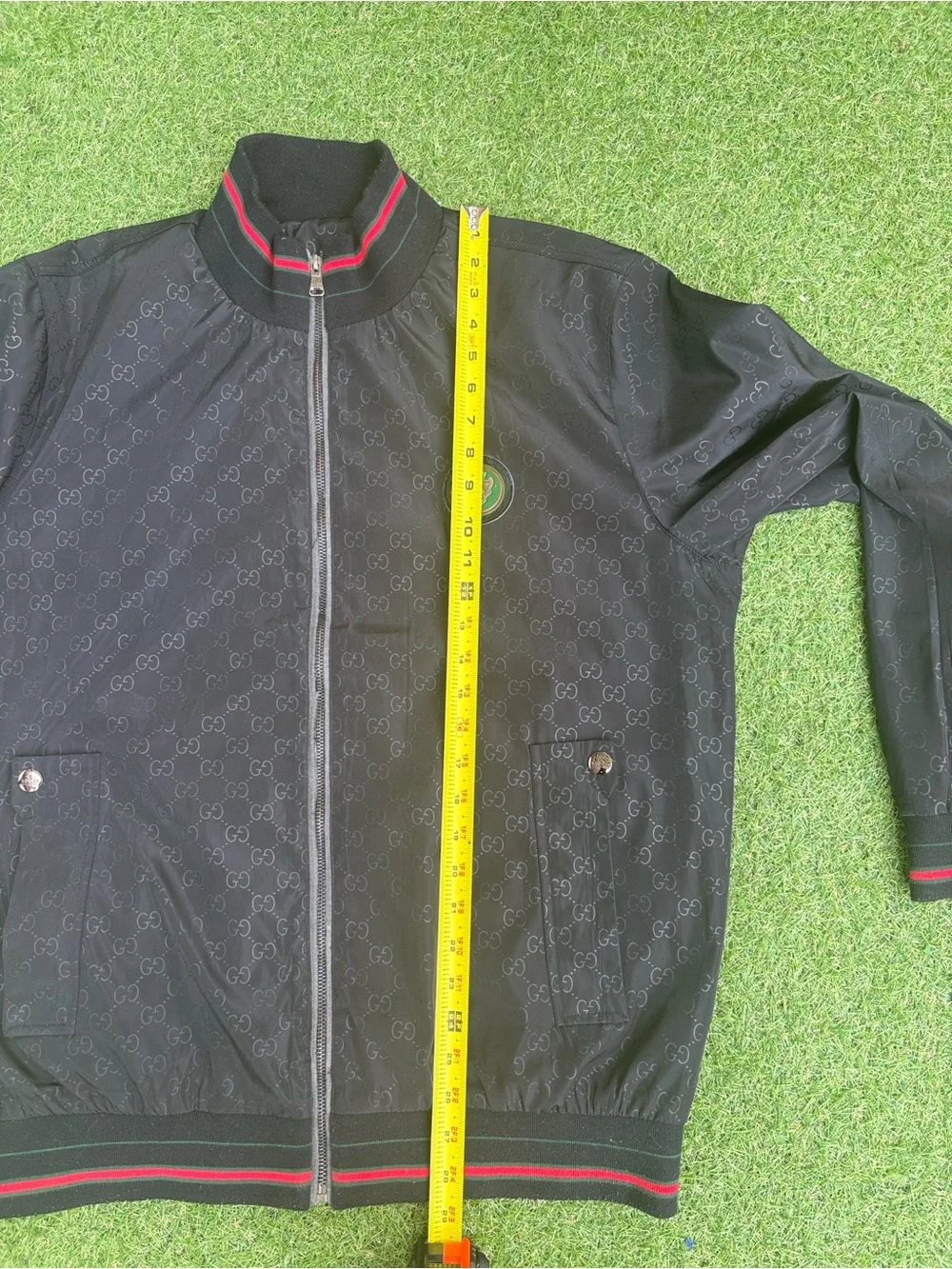 Gucci Black Bomber Jacket with Red & Green Trim